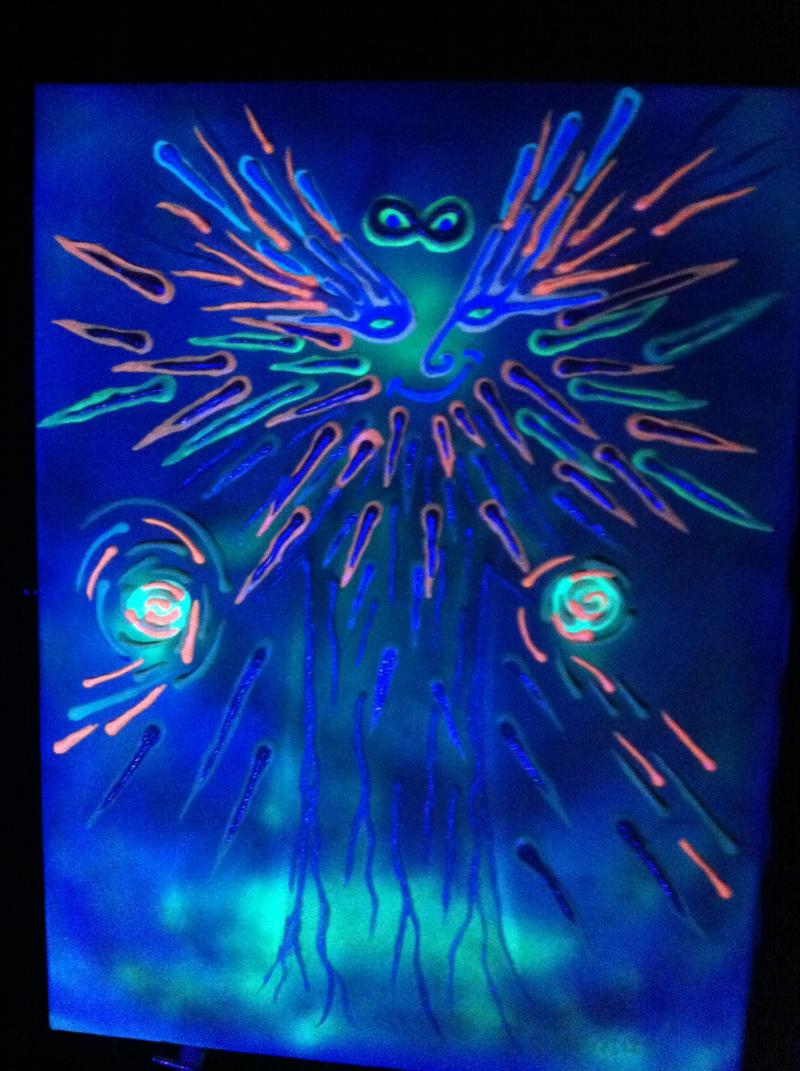 original art, rock and roll, glow in the dark, paintings, music festivals